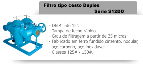Filtro tipo Cesto Duplex Série S12DD